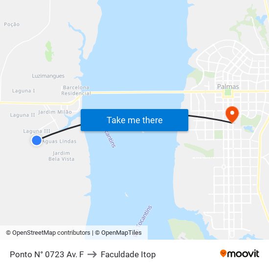 Ponto N° 0723 Av. F to Faculdade Itop map