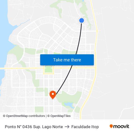 Ponto N° 0436 Sup. Lago Norte to Faculdade Itop map