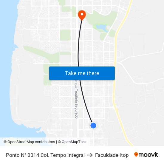 Ponto N° 0014 Col. Tempo Integral to Faculdade Itop map