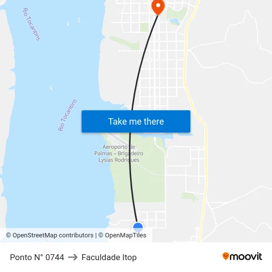 Ponto N° 0744 to Faculdade Itop map