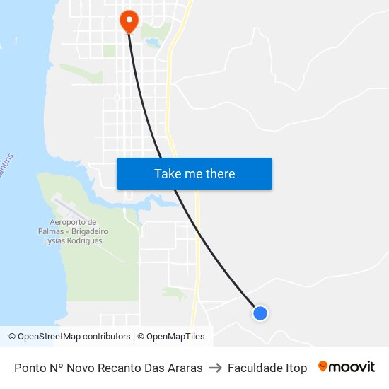 Ponto Nº Novo Recanto Das Araras to Faculdade Itop map
