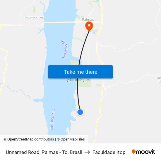 Unnamed Road, Palmas - To, Brasil to Faculdade Itop map