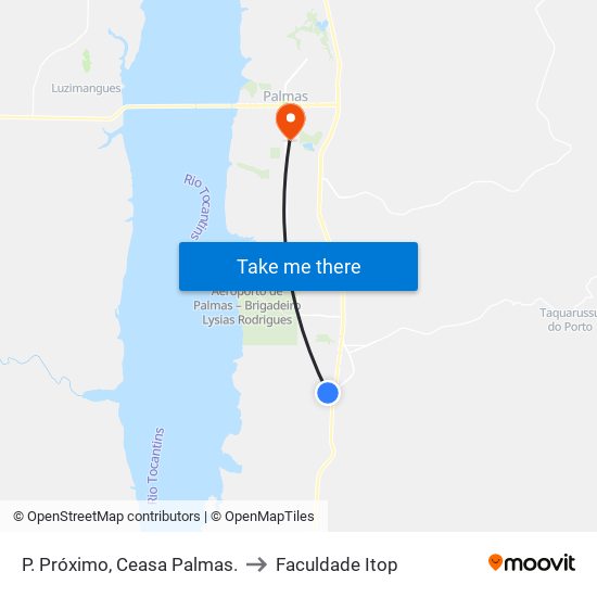 P. Próximo, Ceasa Palmas. to Faculdade Itop map