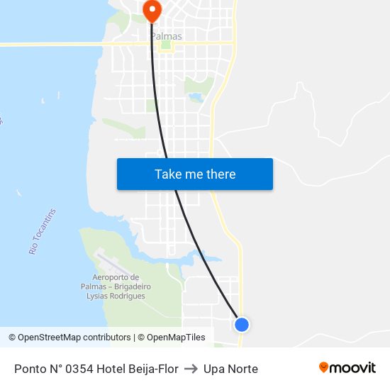 Ponto N° 0354 Hotel Beija-Flor to Upa Norte map