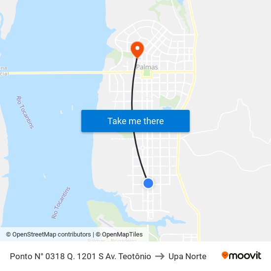 Ponto N° 0318 Q. 1201 S Av. Teotônio to Upa Norte map