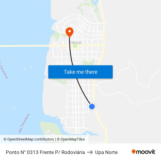 Ponto N° 0313 Frente P/ Rodoviária to Upa Norte map