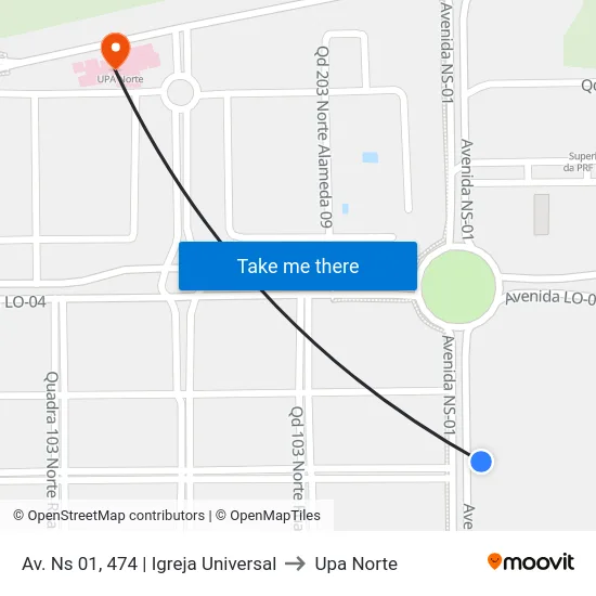 Av. Ns 01, 474 | Igreja Universal to Upa Norte map