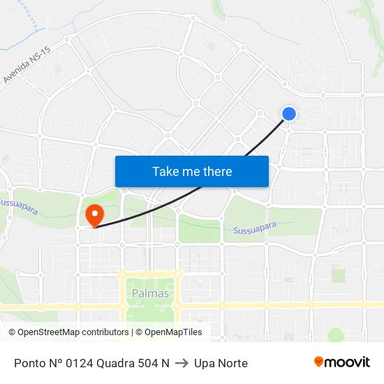 Ponto Nº 0124 Quadra 504 N to Upa Norte map