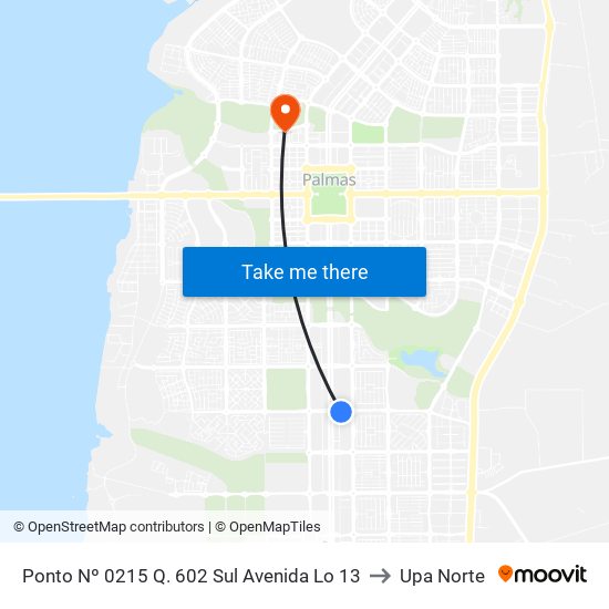 Ponto Nº 0215 Q. 602 Sul Avenida Lo 13 to Upa Norte map