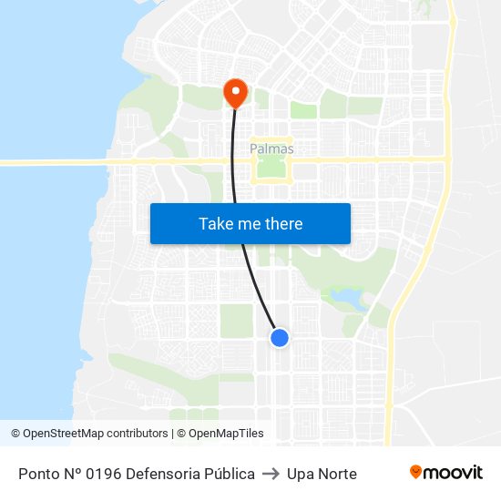 Ponto Nº 0196 Defensoria Pública to Upa Norte map