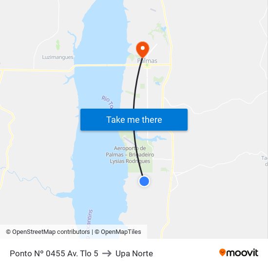 Ponto Nº 0455 Av. Tlo 5 to Upa Norte map