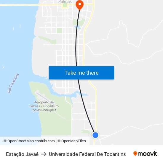 Estação Javaé to Universidade Federal De Tocantins map