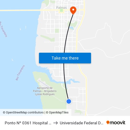 Ponto Nº 0361 Hospital Padre Luso to Universidade Federal De Tocantins map