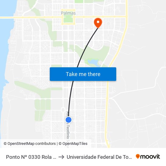 Ponto Nº 0330 Rola Parts to Universidade Federal De Tocantins map