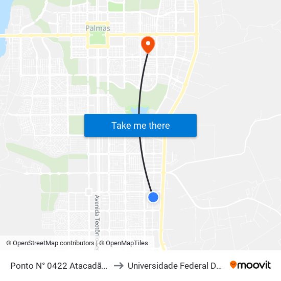Ponto N° 0422 Atacadão Da Ração to Universidade Federal De Tocantins map