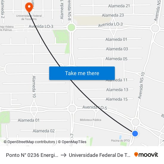 Ponto N° 0236 Energisa/Ifto to Universidade Federal De Tocantins map