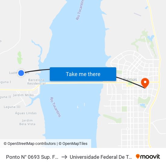 Ponto N° 0693 Sup. Fonseca to Universidade Federal De Tocantins map