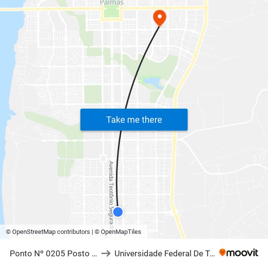 Ponto Nº 0205 Posto J. Ferro to Universidade Federal De Tocantins map