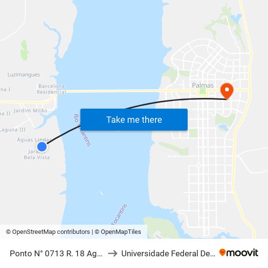 Ponto N° 0713 R. 18 Aguas Lindas to Universidade Federal De Tocantins map