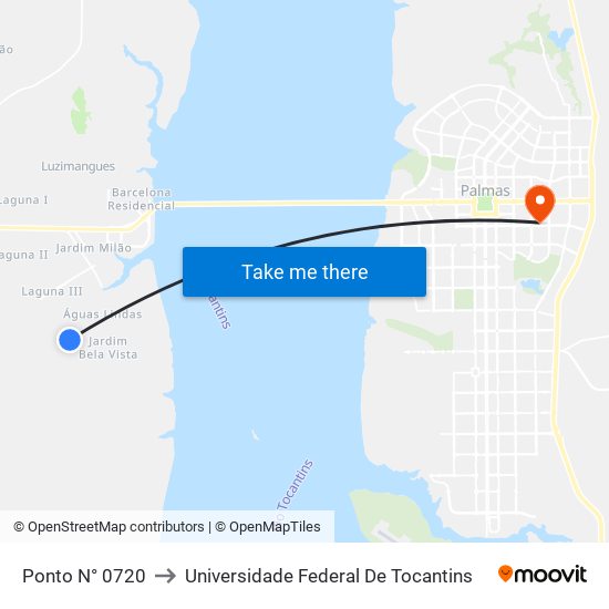 Ponto N° 0720 to Universidade Federal De Tocantins map