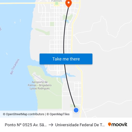 Ponto Nº 0525 Av. São João to Universidade Federal De Tocantins map