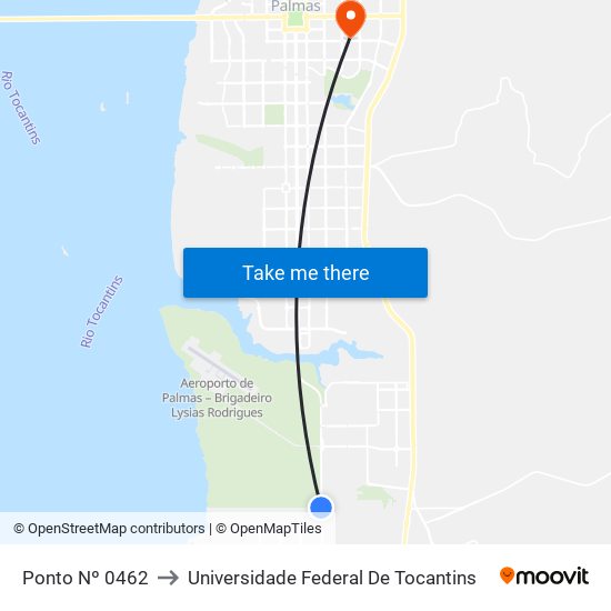Ponto Nº 0462 to Universidade Federal De Tocantins map