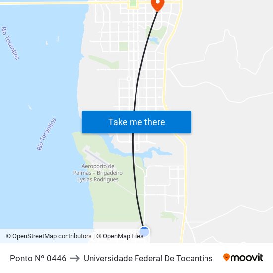 Ponto Nº 0446 to Universidade Federal De Tocantins map
