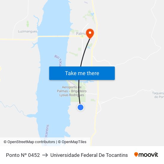 Ponto Nº 0452 to Universidade Federal De Tocantins map