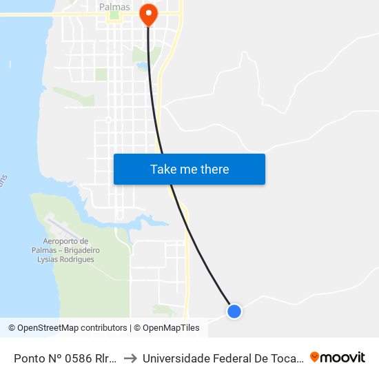 Ponto Nº 0586 Rlr Net to Universidade Federal De Tocantins map