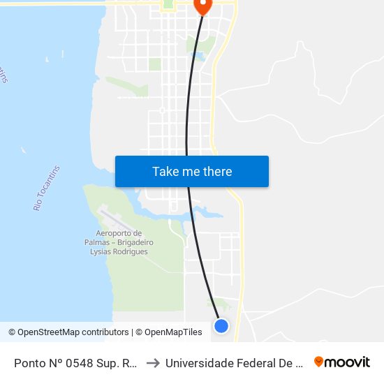 Ponto Nº 0548 Sup. Rodrigues to Universidade Federal De Tocantins map