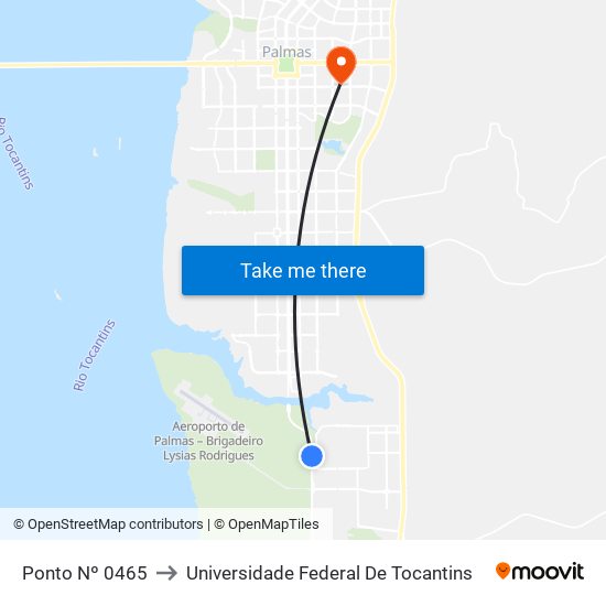 Ponto Nº 0465 to Universidade Federal De Tocantins map