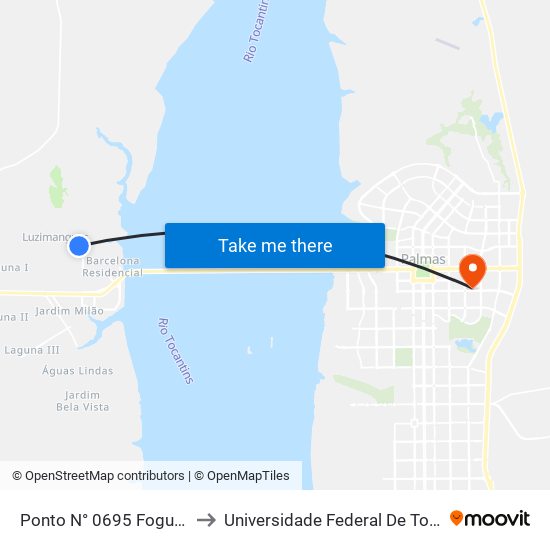 Ponto N° 0695 Foguetinho to Universidade Federal De Tocantins map