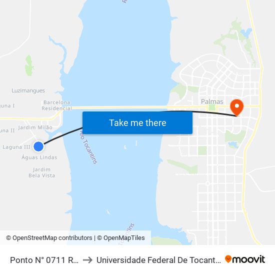 Ponto N° 0711 R. 4 to Universidade Federal De Tocantins map