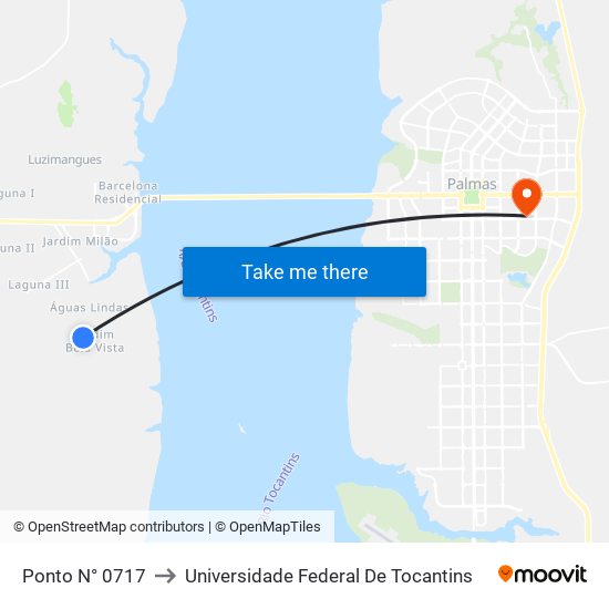 Ponto N° 0717 to Universidade Federal De Tocantins map