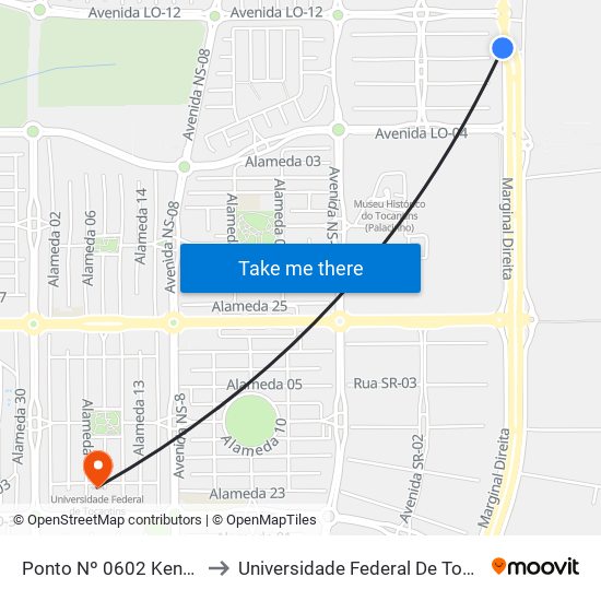 Ponto Nº 0602 Kenerson to Universidade Federal De Tocantins map