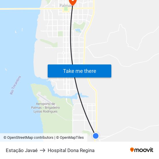 Estação Javaé | Av. Palmas, 667 to Hospital Dona Regina map