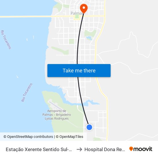Estação Xerente Sentido Sul-Norte to Hospital Dona Regina map