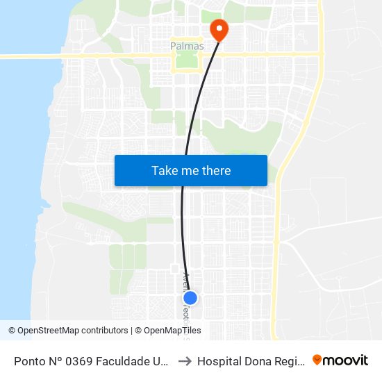 Ponto Nº 0369 Faculdade Unip to Hospital Dona Regina map