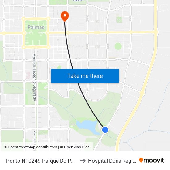 Ponto N° 0249 Parque Do Povo to Hospital Dona Regina map