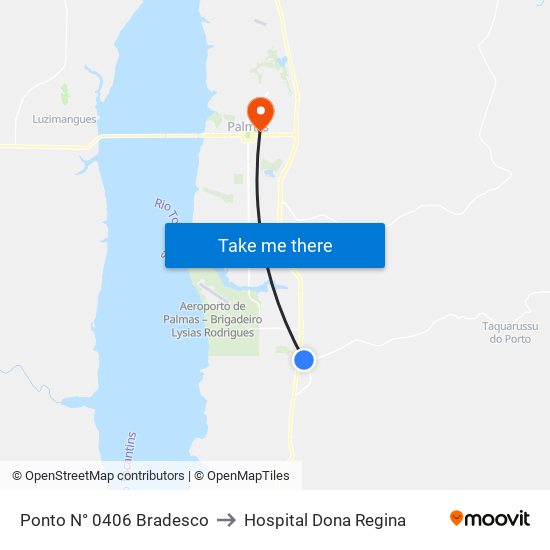 Ponto N° 0406 Bradesco to Hospital Dona Regina map