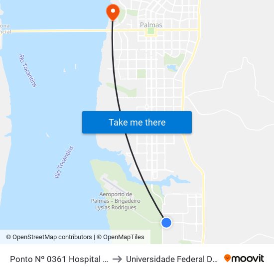 Ponto Nº 0361 Hospital Padre Luso to Universidade Federal Do Tocantins map