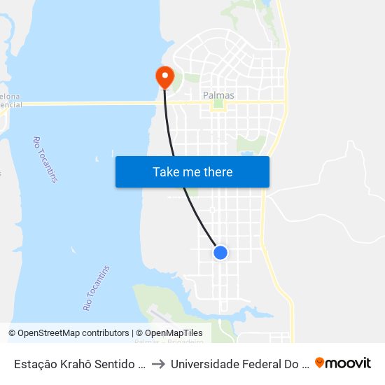 Estaçâo Krahô Sentido Sul-Norte to Universidade Federal Do Tocantins map