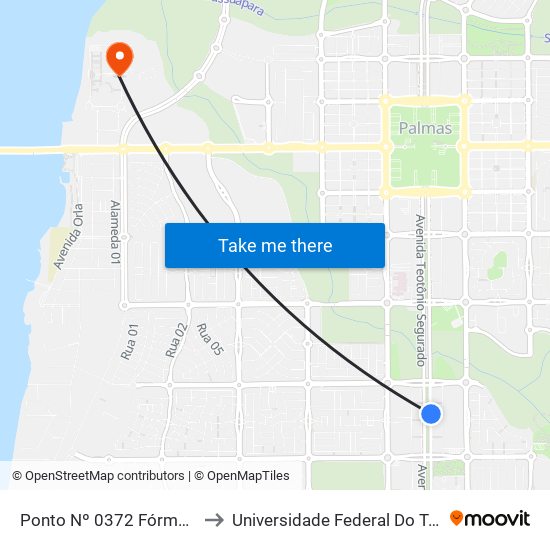 Ponto Nº 0372 Fórmula Mais to Universidade Federal Do Tocantins map