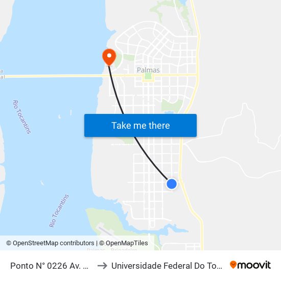 Ponto N° 0226 Av. Ns 10, to Universidade Federal Do Tocantins map