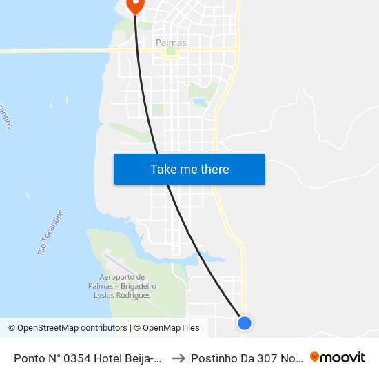 Ponto N° 0354 Hotel Beija-Flor to Postinho Da 307 Norte map