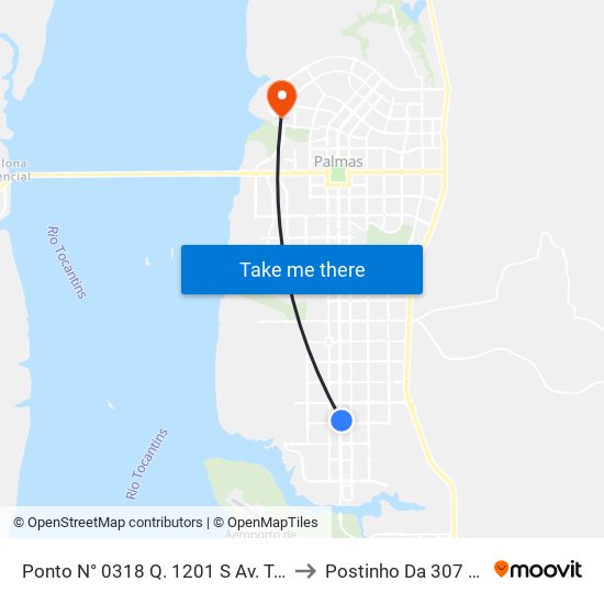 Ponto N° 0318 Q. 1201 S Av. Teotônio to Postinho Da 307 Norte map