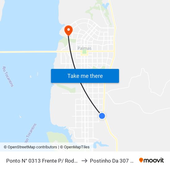 Ponto N° 0313 Frente P/ Rodoviária to Postinho Da 307 Norte map