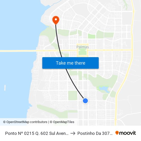 Ponto Nº 0215 Q. 602 Sul Avenida Lo 13 to Postinho Da 307 Norte map