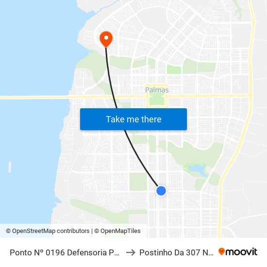 Ponto Nº 0196 Defensoria Pública to Postinho Da 307 Norte map