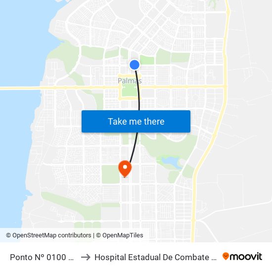 Av. Lo 4, 175 | Receita Federal / Ministério Público, Q102 Norte to Hospital Estadual De Combate Ao Covid-19 - Palmas - T0 map